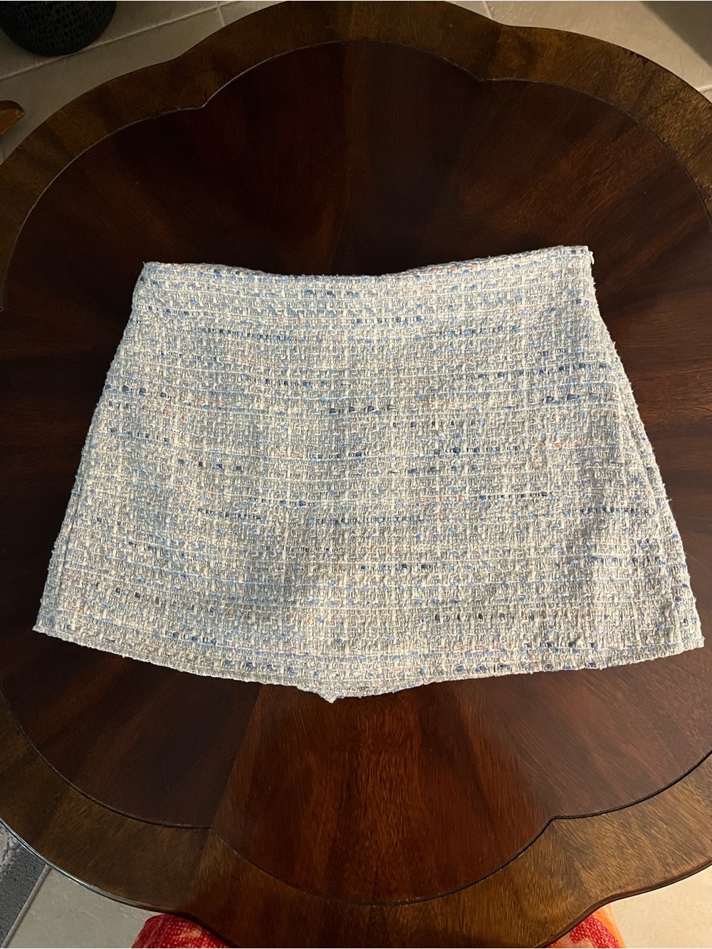 Zara Light Blue & White Tweed Mini Skort